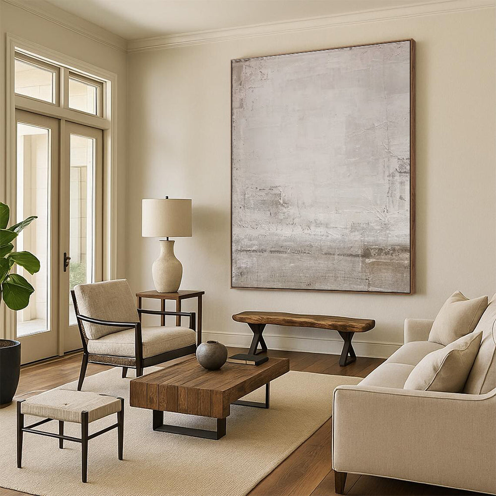 Modern Art Acrylic Beige Textured Abstract Art HS626