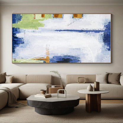 Acrylic Modern Art Paintings Blue, Green, and Brown Geometric Abstract Painting On Canvas HS825