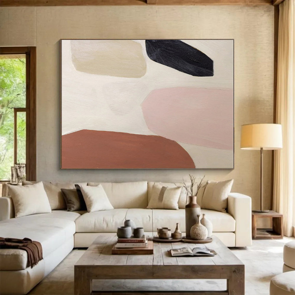 Hand Painted Art Soft Pastel Shapes Abstract Art, Paintings For House HS548