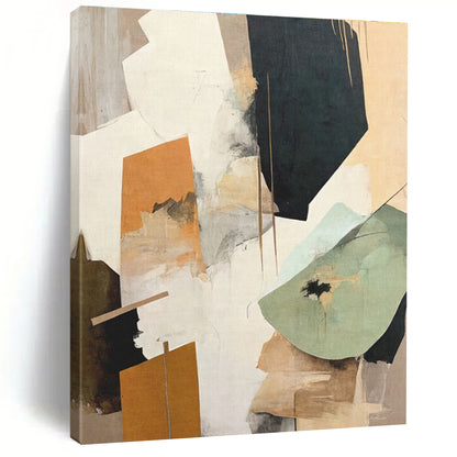Oversized Abstract Wall Art Geometric and Organic Shapes in Warm Neutrals HS580