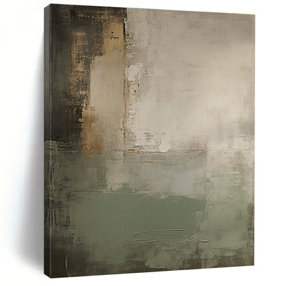 Minimalist Canvas Art Gray, Beige, and Green Textured Abstract Art HS757