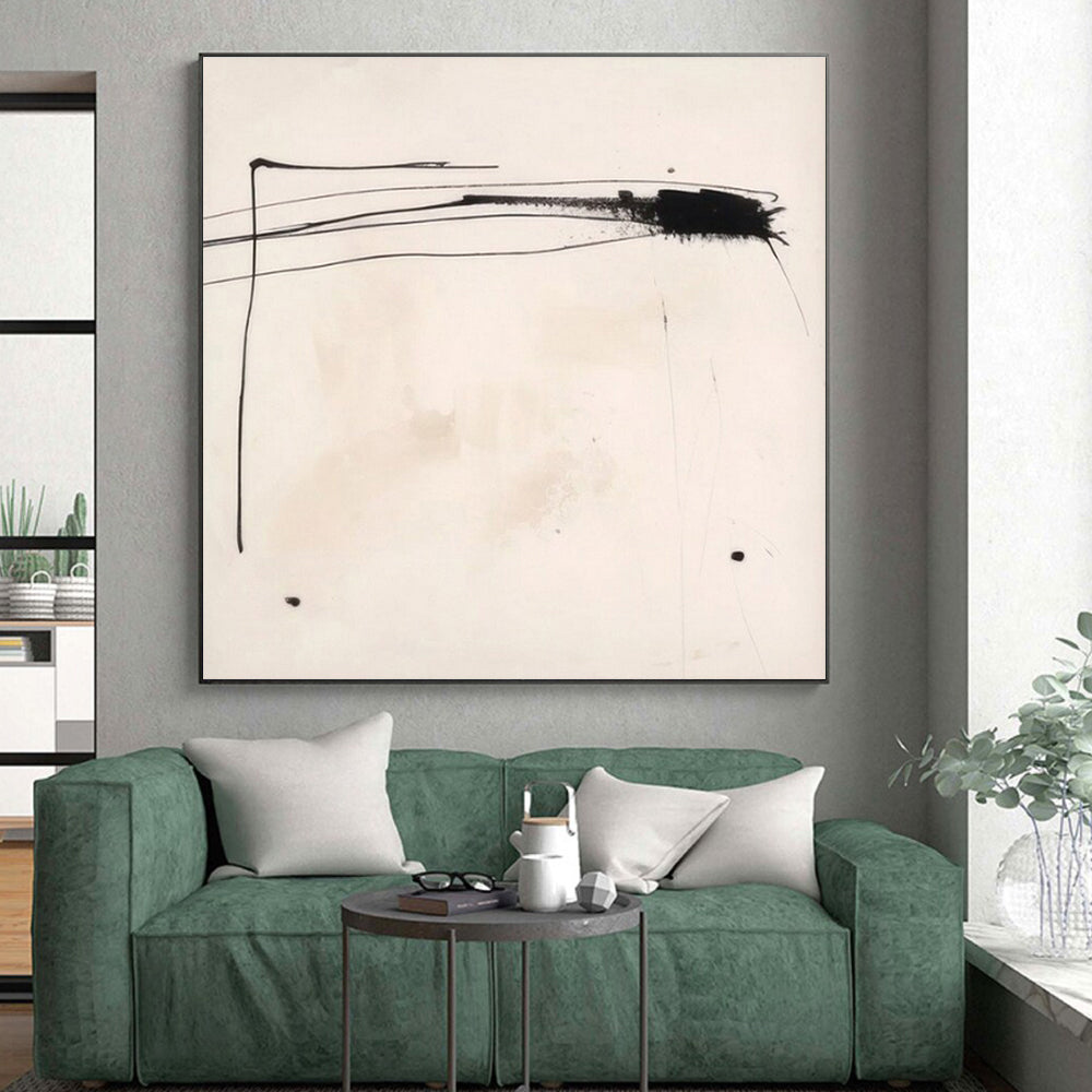 Minimalist Canvas Art Black and White Linear Abstract Art HS663