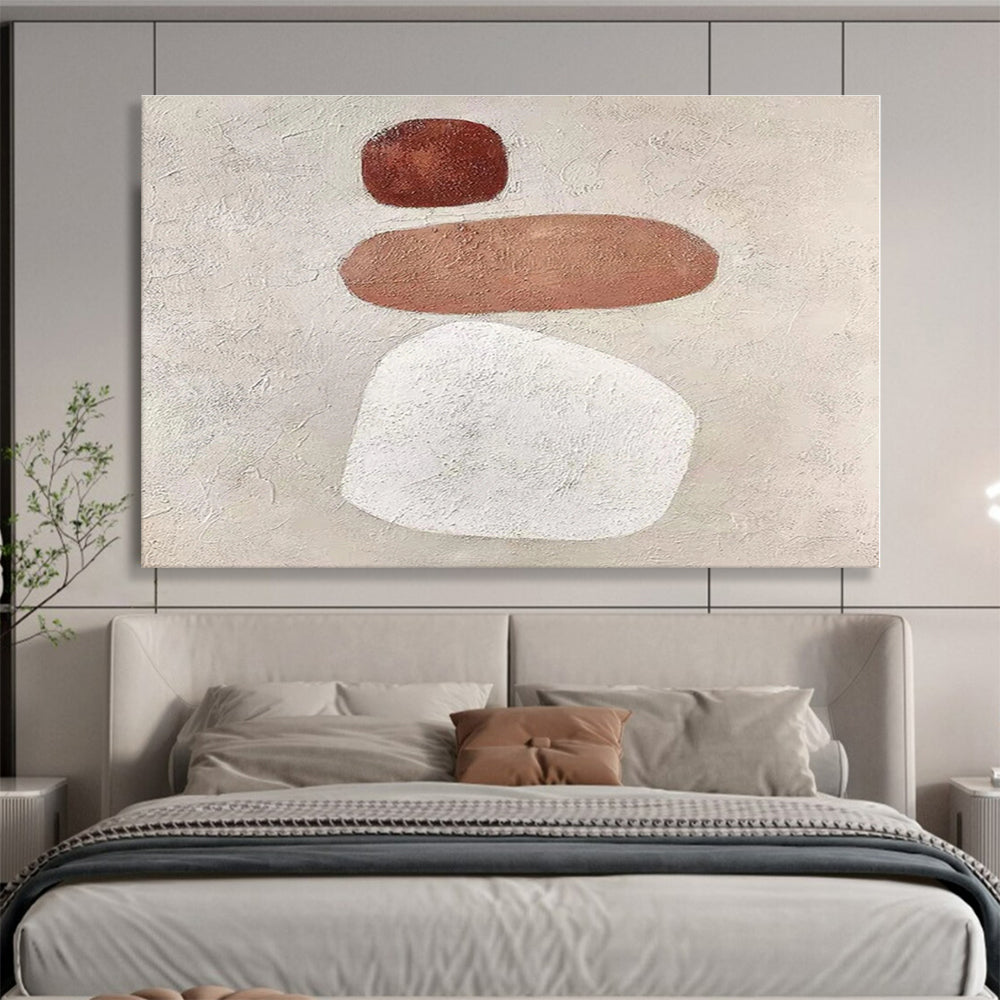 Big Size Brown, Beige and White Abstract Minimalist Painting WB119