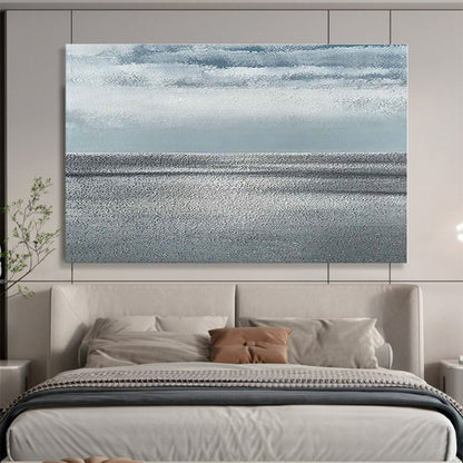 Big Size Gray and White Abstract Minimalist Landscape Painting WB129