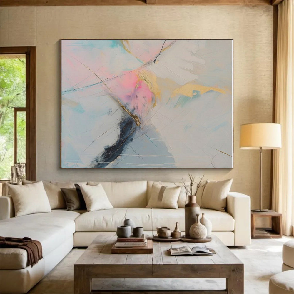 Handmade Art Pastel Tones with Gold Accents Abstract Art HS716