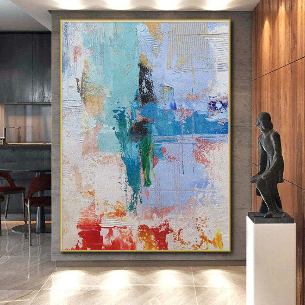 Unique Abstract Art Blue, Green, and Red Dynamic Abstract Art HS768