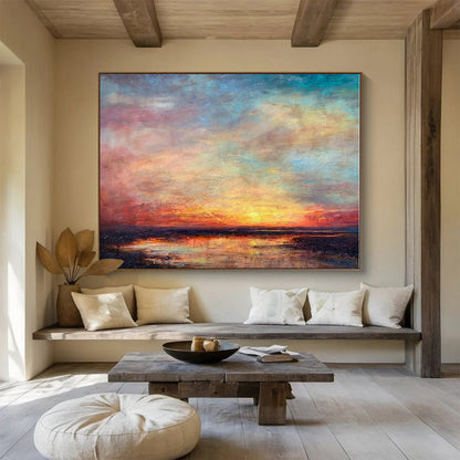 Extra Large Size Beige and Brown Abstract Landscape Painting WB138