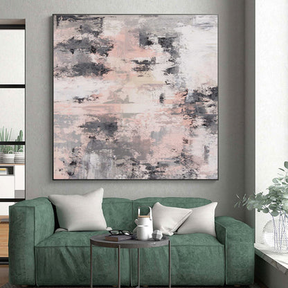 Handmade Art Pink, Gray & Black Textured Abstract, Minimalist Canvas Art HS293