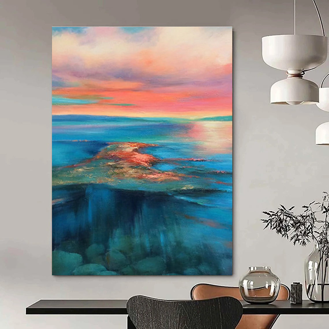 Multicolor Abstract Seascape Art For Living Room and Bathroom WS443