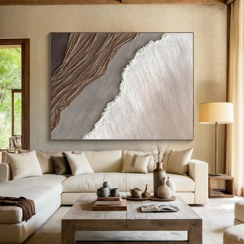 Hand Painted Art Neutral Tones with Textured Layers Abstract Art HS571