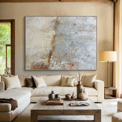 Hand-Painted Gray and Brown Abstract Textured Painting For Sale HS080