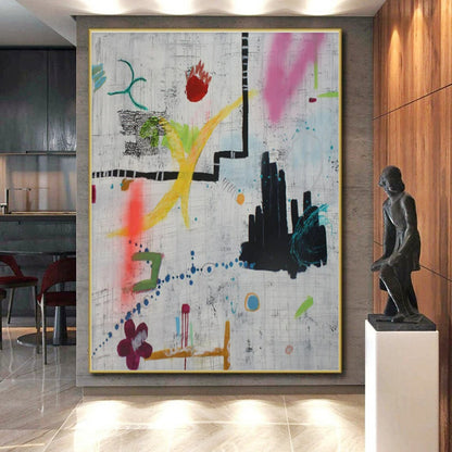 Handmade Art Multicolor Dynamic Abstract Painting On Canvas HS776