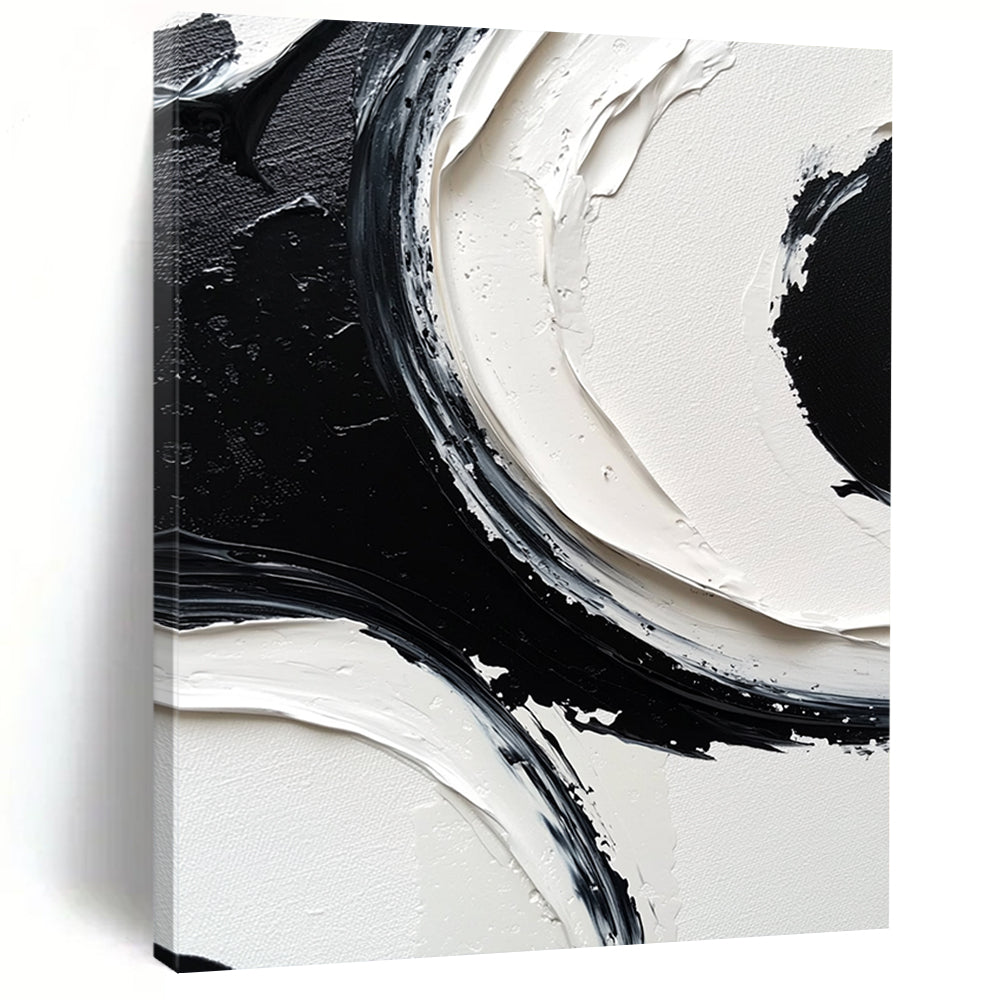 Modern Art Absract Black and White Abstract Textured Painting For Sale HS127