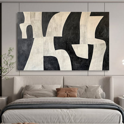 Huge Size Black and White Geometric Abstract Art WB244
