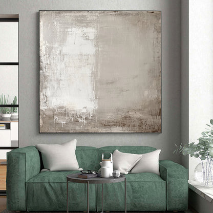 Hand Painted Art Neutral Gray and White Textured Minimalist Abstract Art HS183