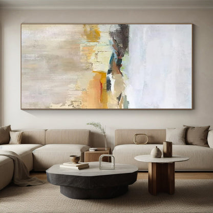 Hand Painted Art Neutral Tones with Warm Accents Abstract Landscape HS619