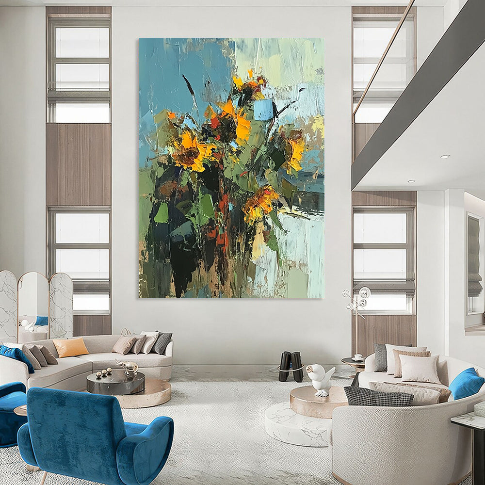 Yellow, Green Abstract Floral Art For Kitchen and Sunroom WS440