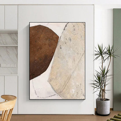 Handmade Art Brown & Beige Textured Abstract, Minimalist Canvas Art HS338