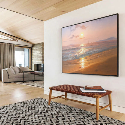 Horizontal Peach and Blue Coastal Realistic Painting WB235