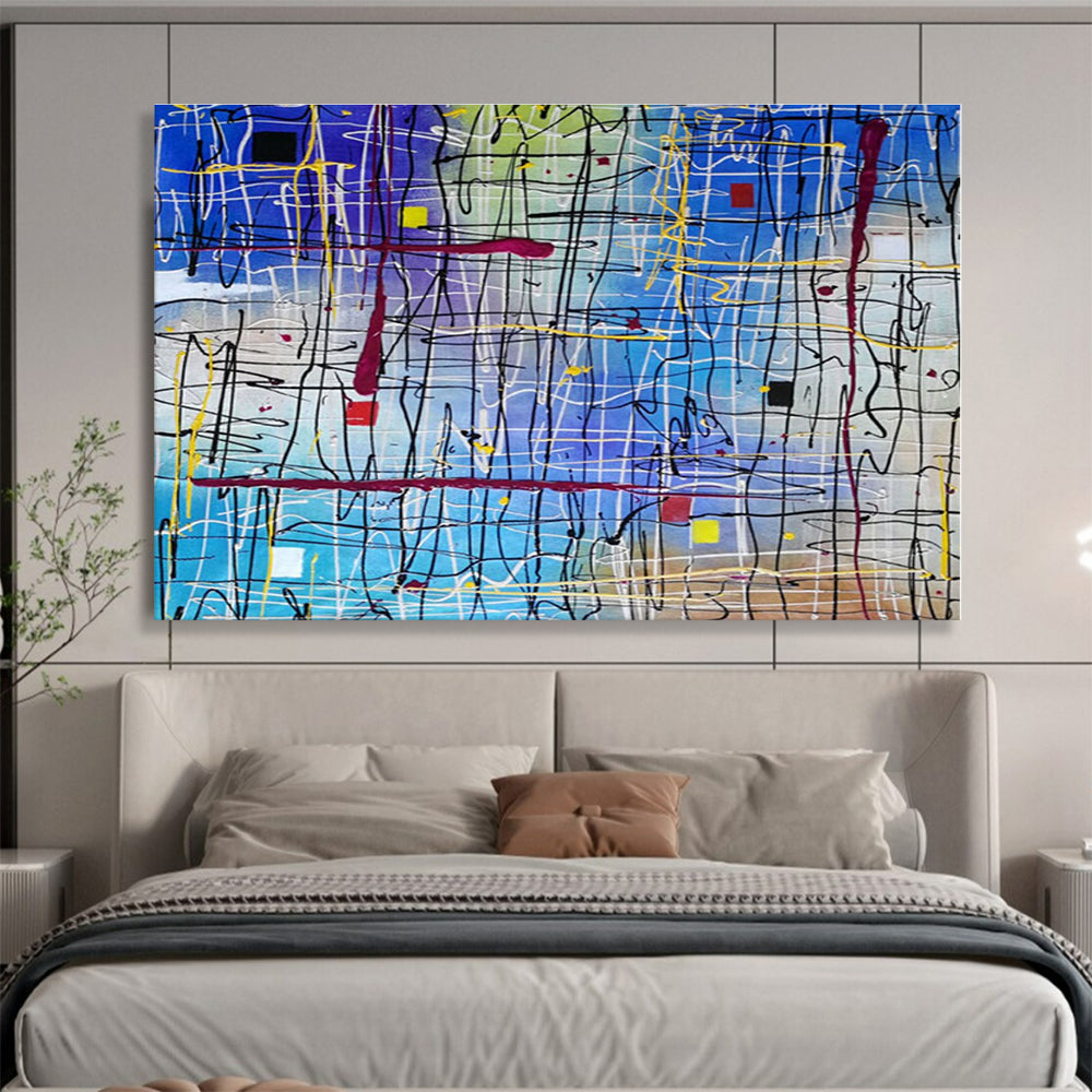 Oversized Canvas Art Multicolor Abstract Expressionist Painting WB150