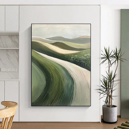 Green, Beige Abstract Landscape Art For Living Room and Sunroom WS438