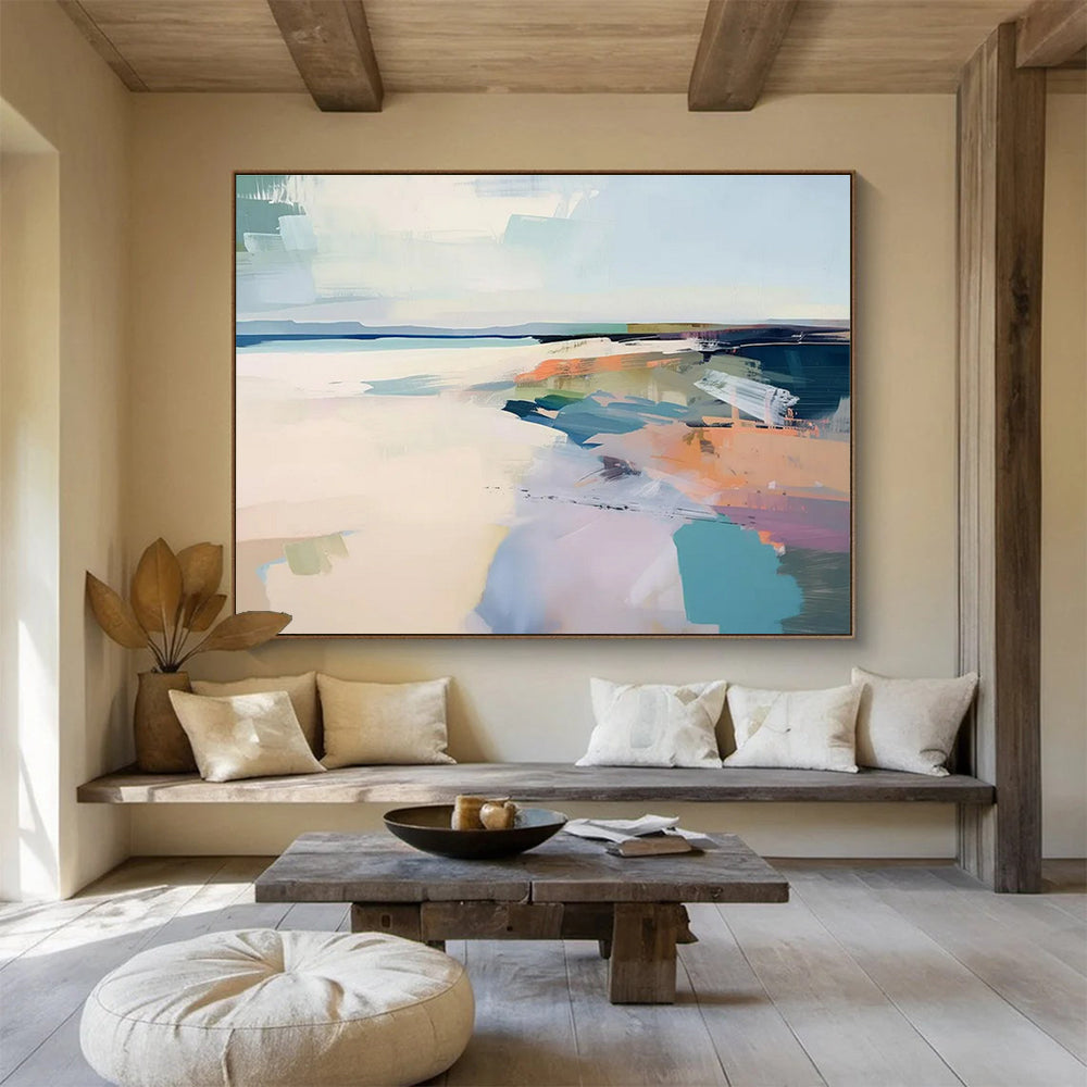 Contemporary Abstract Art: Pastel and Bold Coastal Abstract Painting WB349