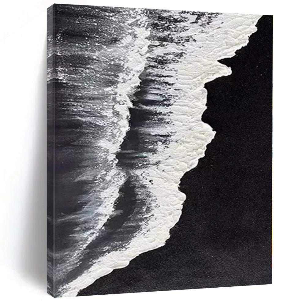 Black, White Abstract Seascape Art For Bathroom and Coastal-Themed Bedroom WS418