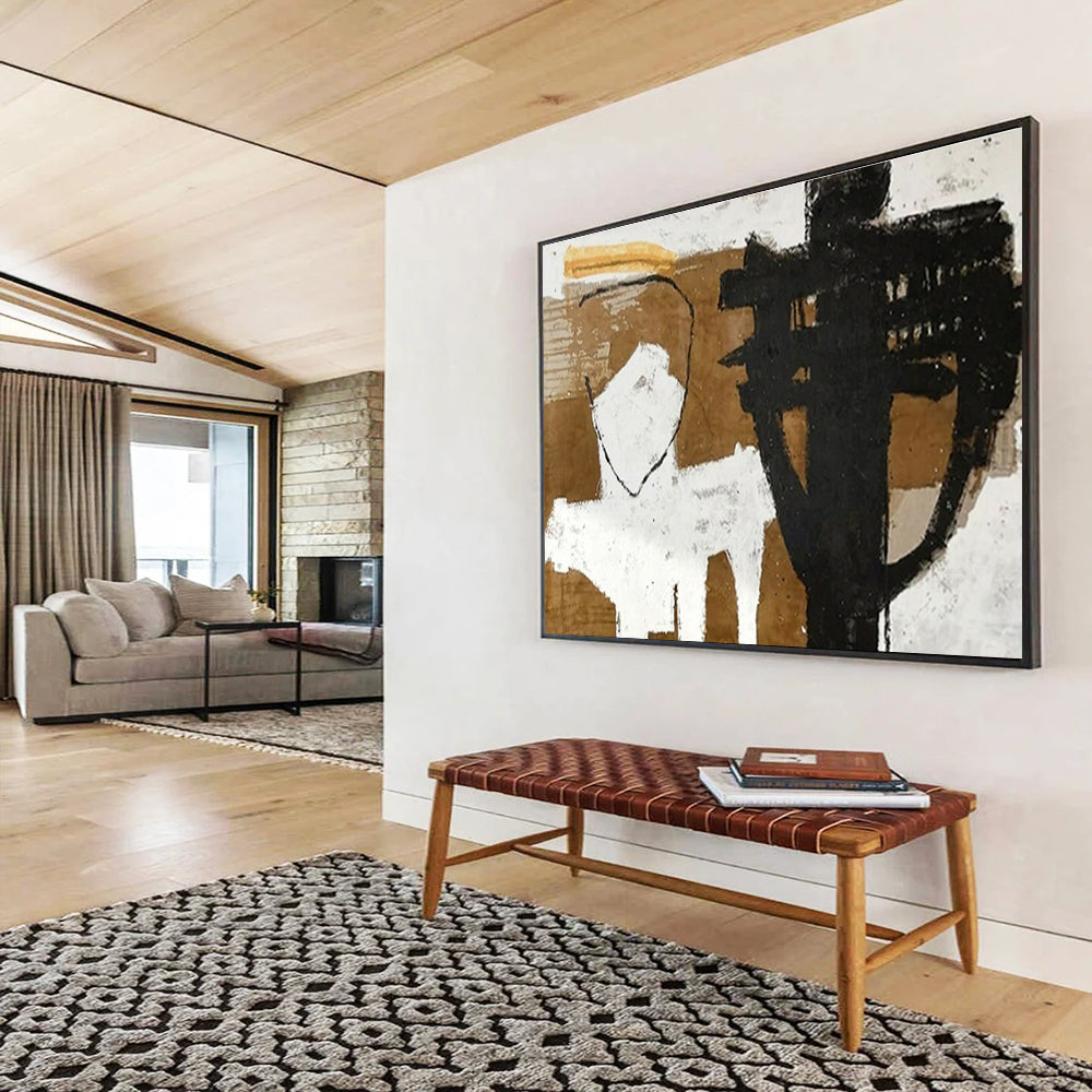 Brown, Black, White Abstract Figurative-Inspired Art For Sale WB383