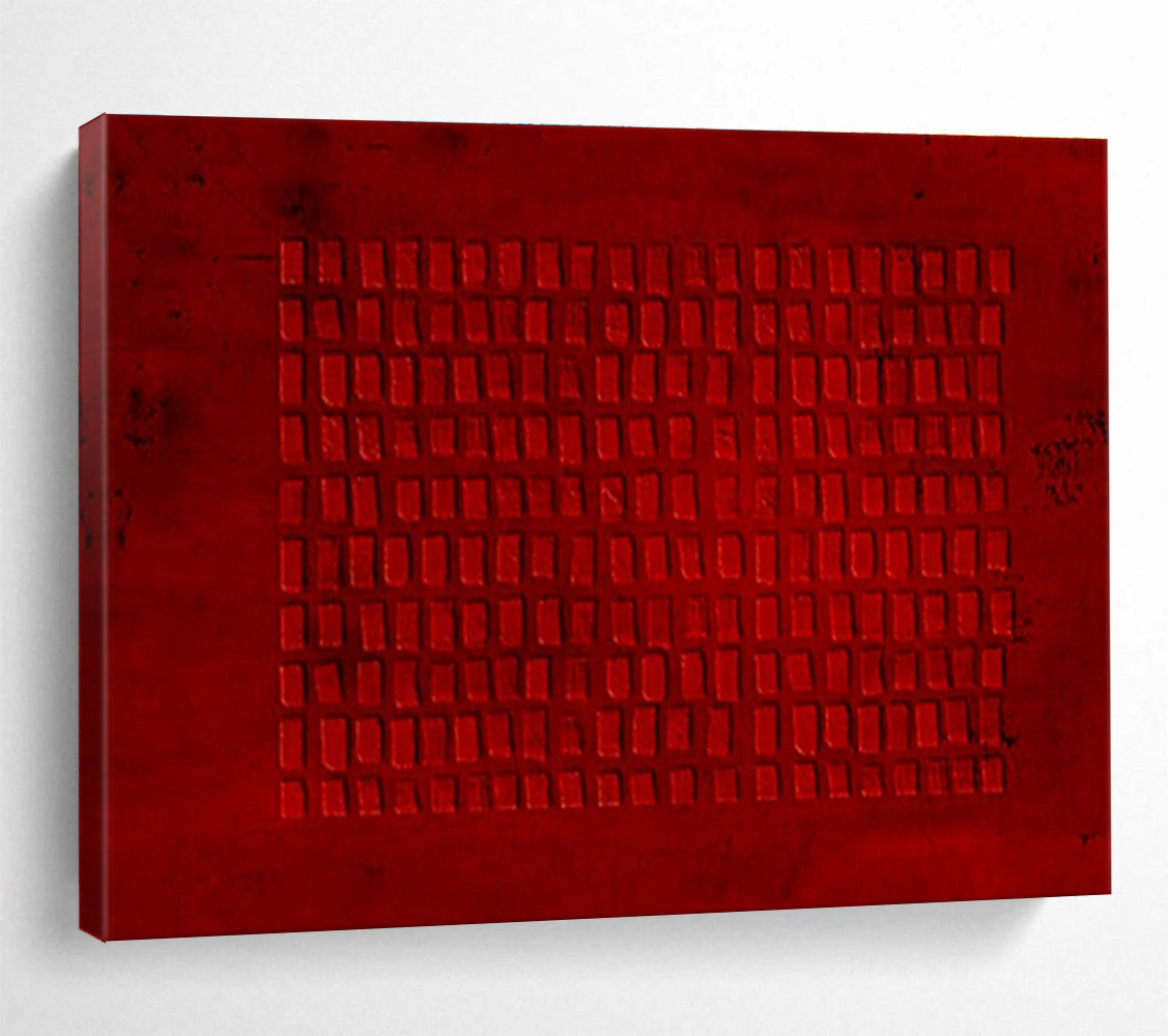 Red Grid Abstract Minimalist Art For Sale WB382