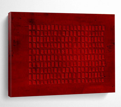 Red Grid Abstract Minimalist Art For Sale WB382