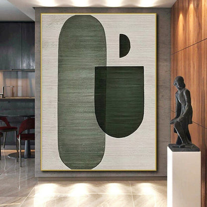 Unique Abstract Art Green Geometric Shapes Abstract Art, Minimalist Canvas Art HS554