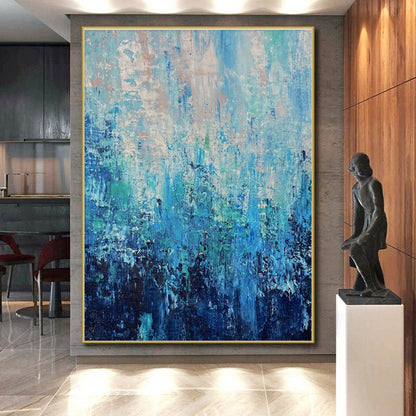 Unique Abstract Art Blue Textured Abstract, Acrylic Modern Art Painting HS289