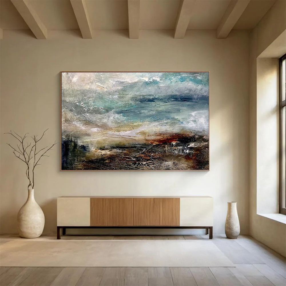 Extra Large Size Multicolor Abstract Dynamic Landscape, Abstract Acrylic Painting WB174