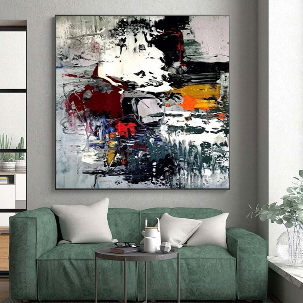 Hand-Painted Multicolor Gestural Abstract, Acrylic Modern Art Painting HS271