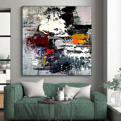 Hand-Painted Multicolor Gestural Abstract, Acrylic Modern Art Painting HS271