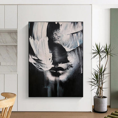 Black, White Abstract Figurative Art For Bedroom and Art Studio WS452