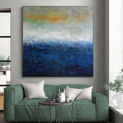 Acrylic Modern Art Paintings Blue, Orange, and Neutral Abstract Landscape HS604