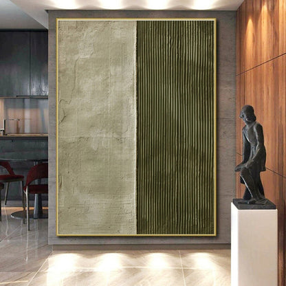 Unique Abstract Art Green & Beige Textured Abstract, Large Contemporary Wall Art HS355