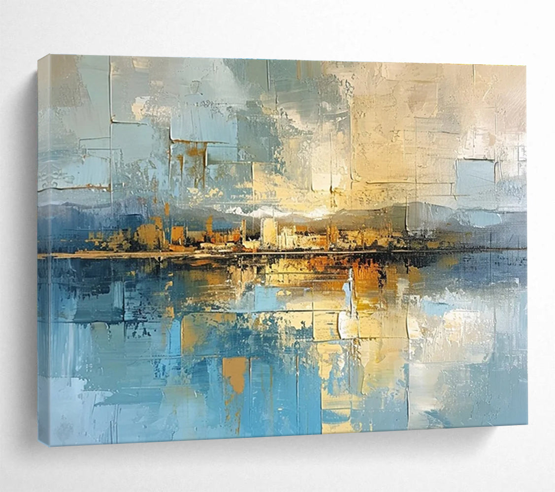 Oversized Canvas Art Multicolor Abstract Cityscape Painting WB196