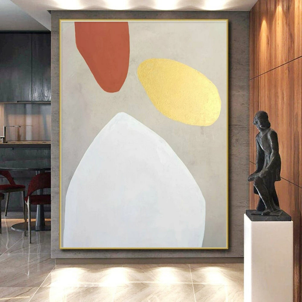 Unique Abstract Art Neutral Tones with Rust and Gold Accents Abstract Art HS643