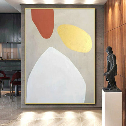 Unique Abstract Art Neutral Tones with Rust and Gold Accents Abstract Art HS643