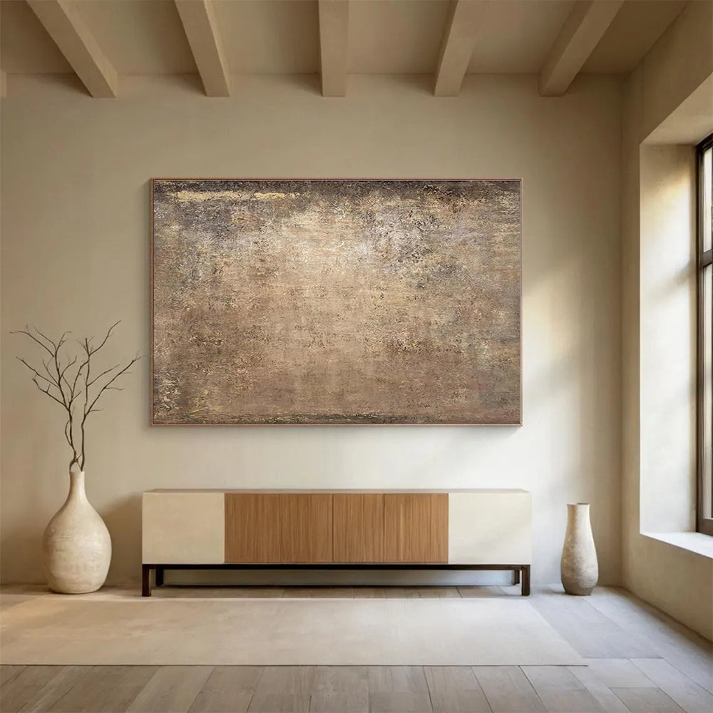 Oversized Canvas Art Brown and Beige Abstract Textured Painting WB120