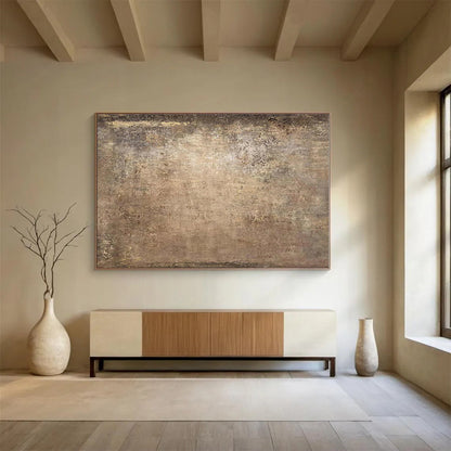 Oversized Canvas Art Brown and Beige Abstract Textured Painting WB120