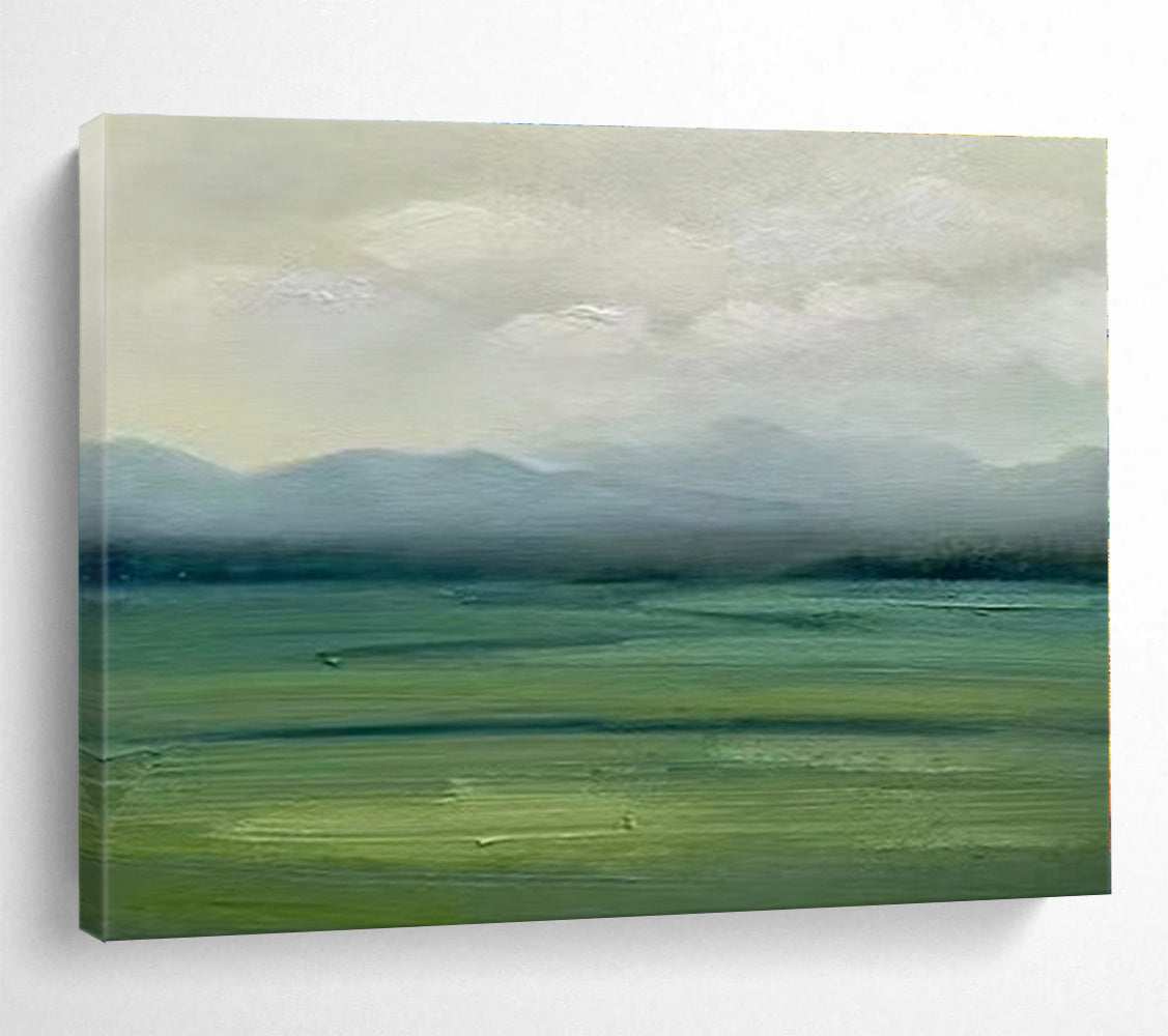 Green, Beige Abstract Landscape Acrylic Painting WB033