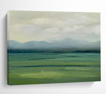 Green, Beige Abstract Landscape Acrylic Painting WB033