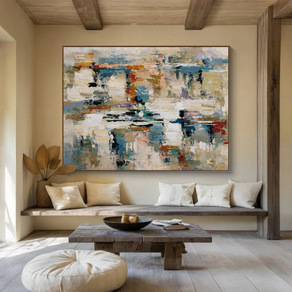 Oversized Canvas Art Multicolor Abstract Textured Composition, Abstract Acrylic Painting WB172