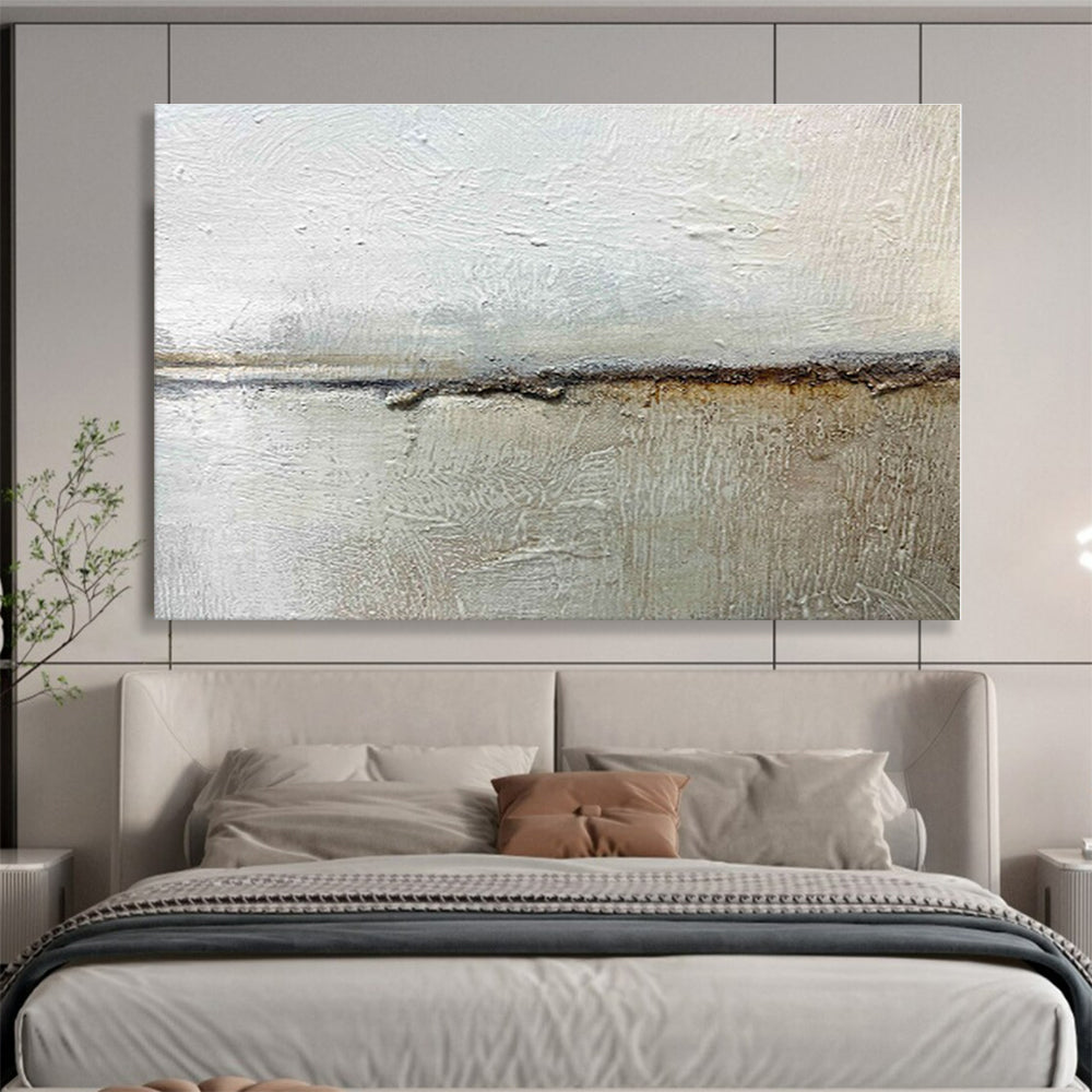 Big Size White and Brown Abstract Textured Painting WB131