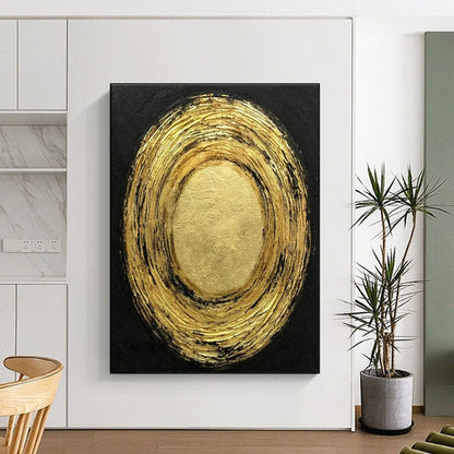 Unique Abstract Art Gold and Black Textured Abstract Painting On Canvas HS805
