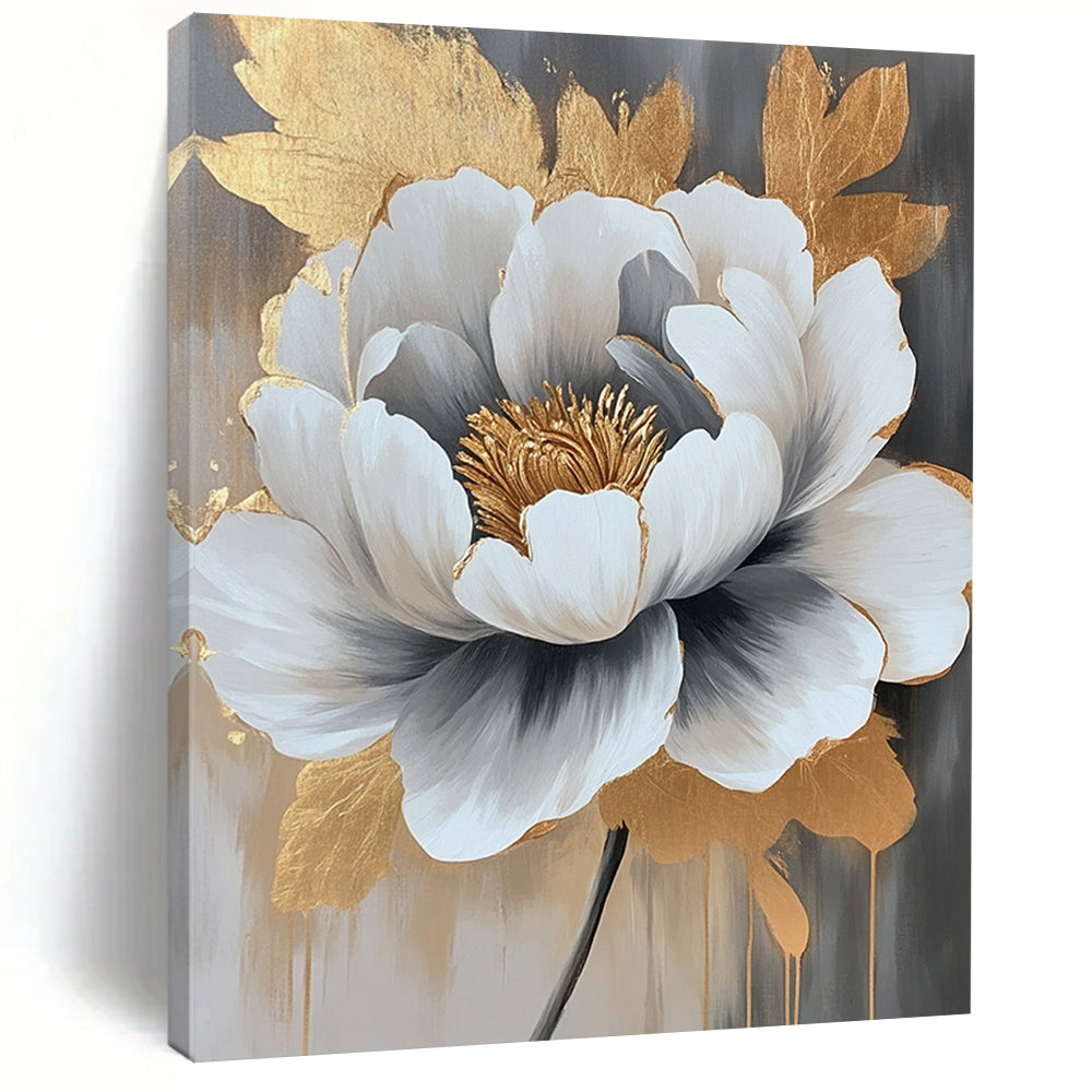 Gray, White, Gold Abstract Floral Art For Bedroom and Living Room WS435