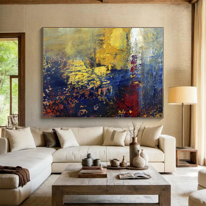 Oversized Canvas Art Yellow, Blue and Red Abstract Urban Painting WB063